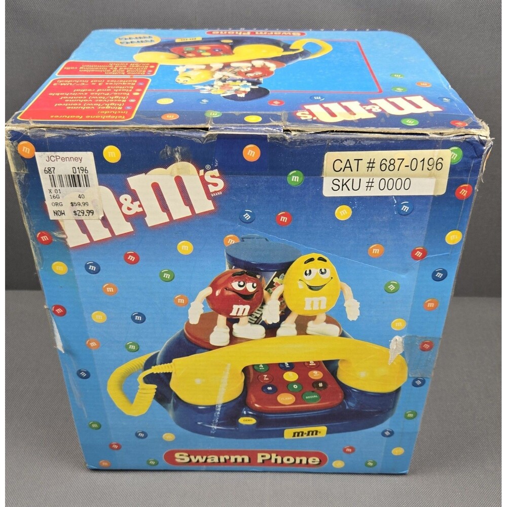 Vintage M&M's Swarm Phone Animated Talking Ringing Telephone w/ Original Box